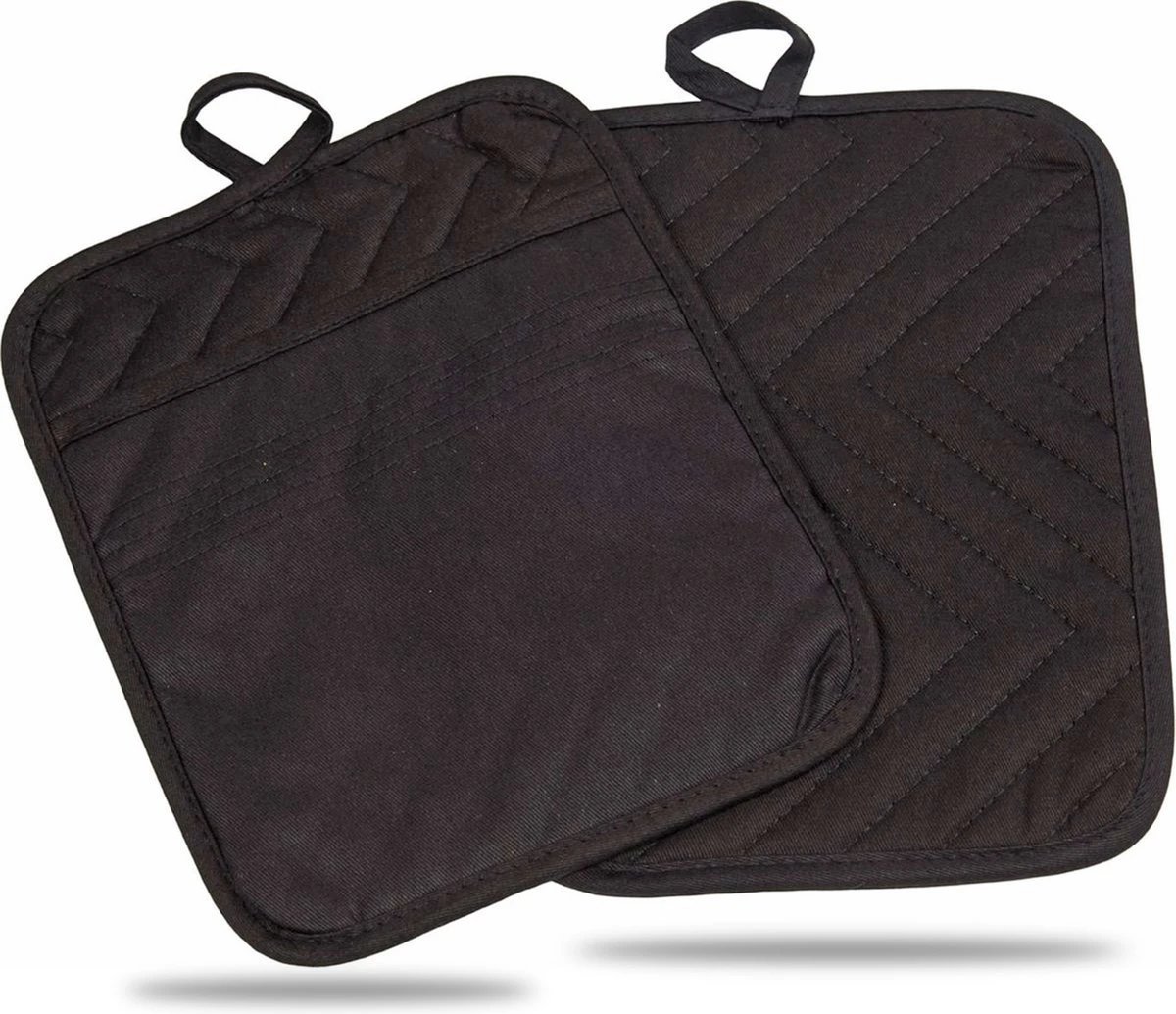 Roegaarden Pannenlappen - Pannenlap - 2 Stuks - Met Insteekvakken - Zwart