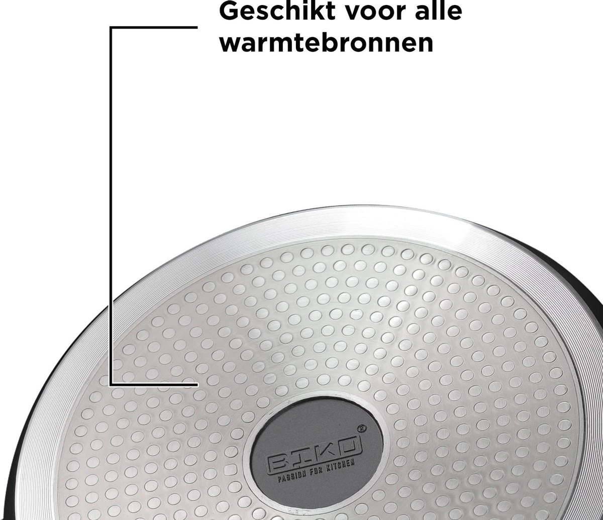 BIKO - Wokpan Ø 36 Cm - Marmeren Coating - Glazen Deksel - Wadjan - Zwart - Afbeelding 4