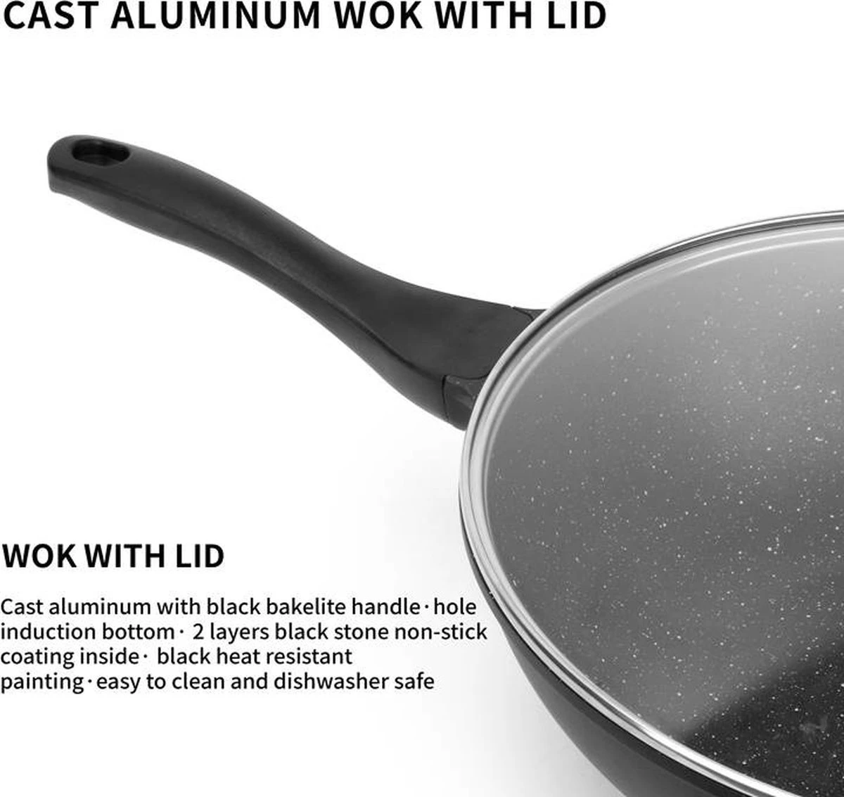Swiss Pro+ Wokpan - Met Glazen Deksel - 28cm - Zwart - Afbeelding 5