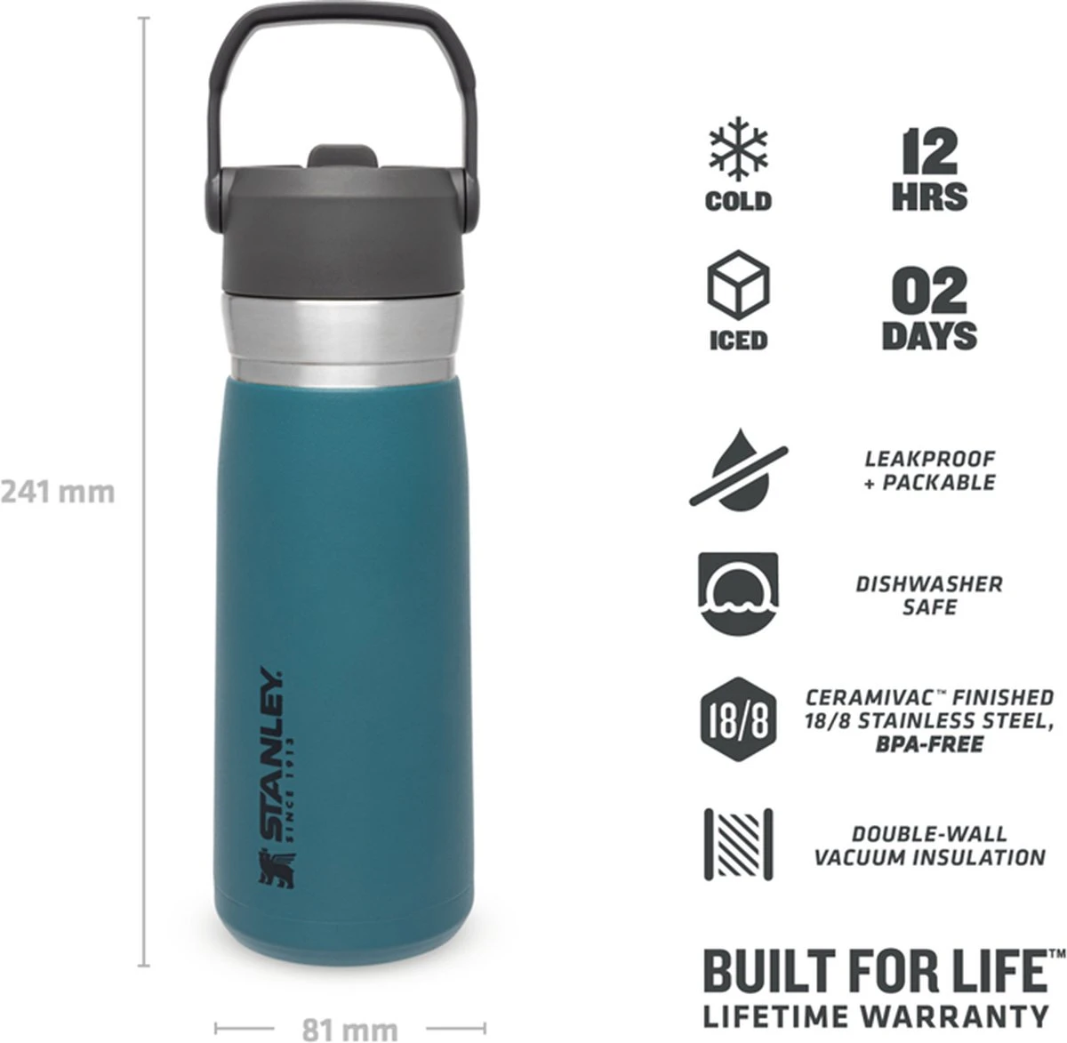 Stanley The IceFlow™ Flip Straw Water Bottle 0,65L - Thermosfles - Saffron - Afbeelding 14