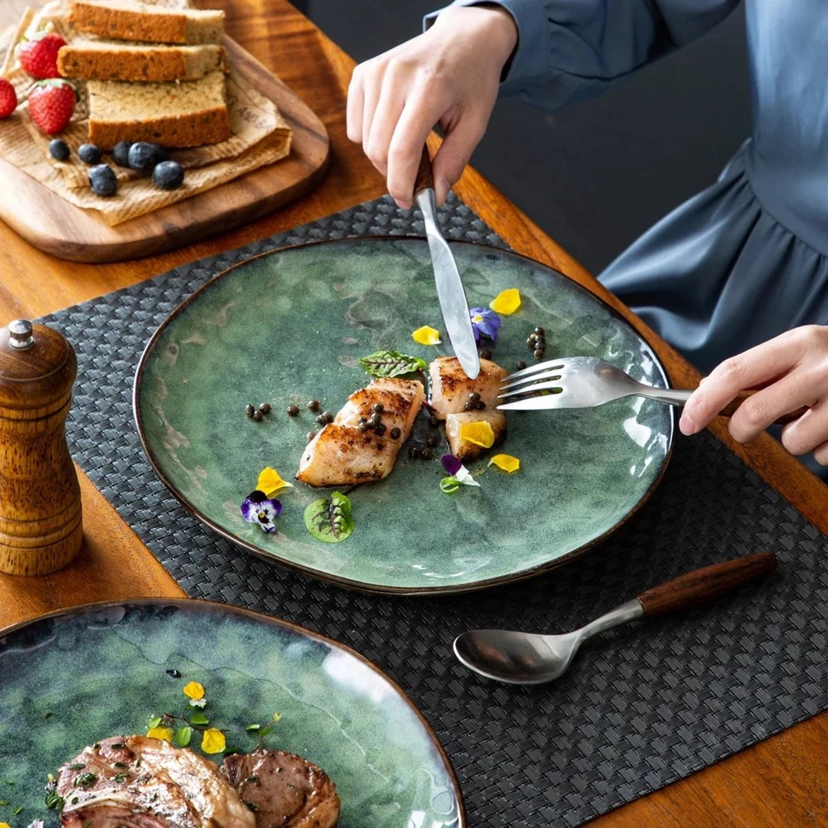 Serviesset 8 Personen - 24 Delig - Handgemaakt Keramiek - Vancasso Groen - Afbeelding 3