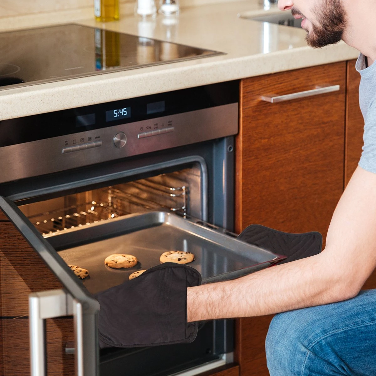 Roegaarden Pannenlappen - Pannenlap - 2 Stuks - Met Insteekvakken - Zwart - Afbeelding 4