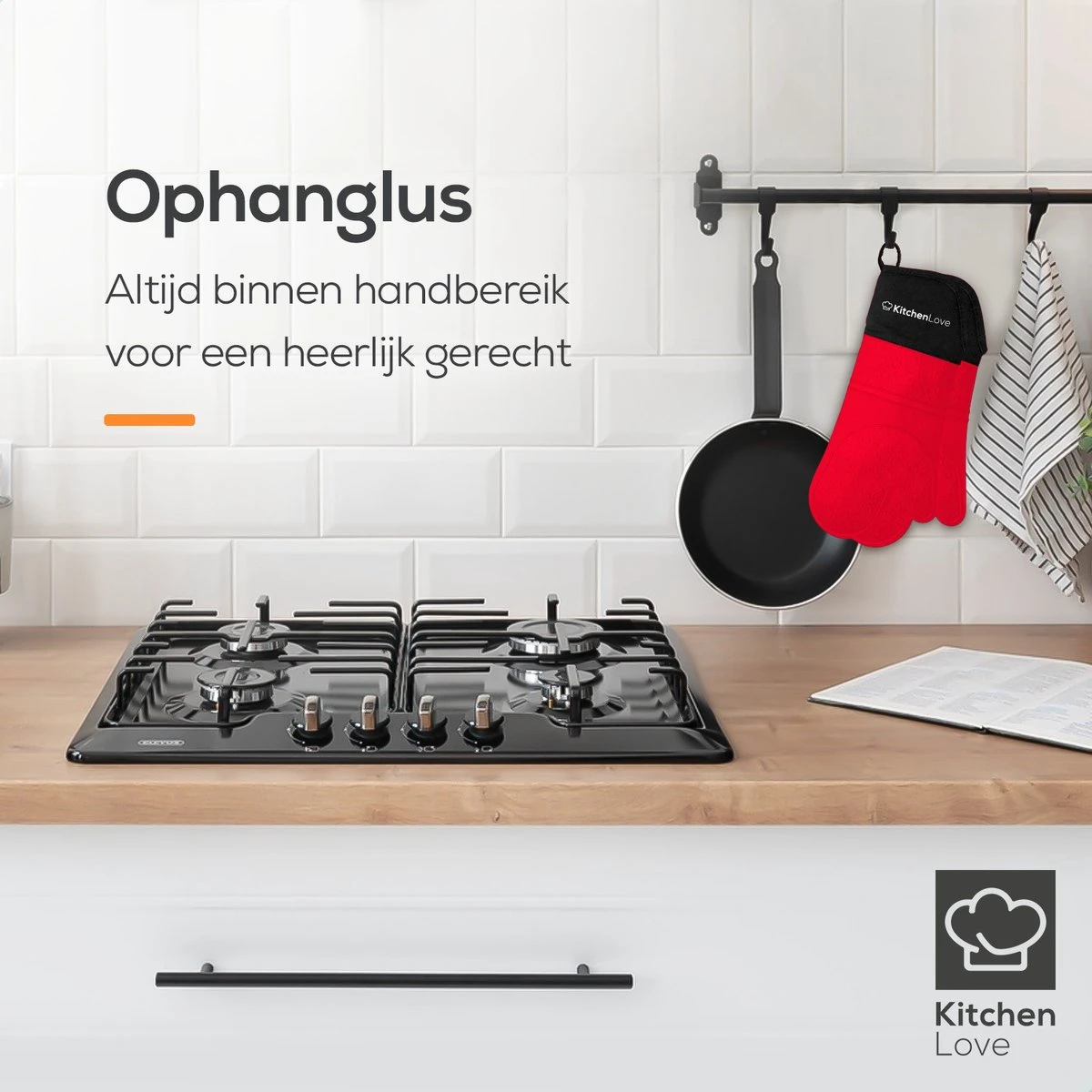 KitchenLove Ovenwanten - 2 Stuks Ovenhandschoenen - Hittebestendig Tot 250 °C - Siliconen - Rood - Afbeelding 4