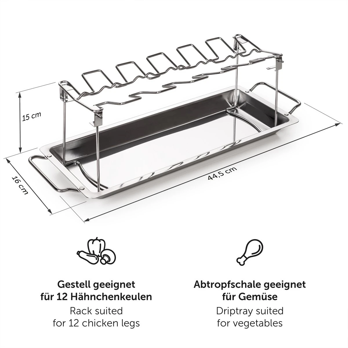 Blumtal BBQ Rek - Robuuste Roestvrijstalen Kippenpoot Rek - Voor 12 Poten - Kippengrillstandaard - Vaatwasmachinebestendig - Afbeelding 7