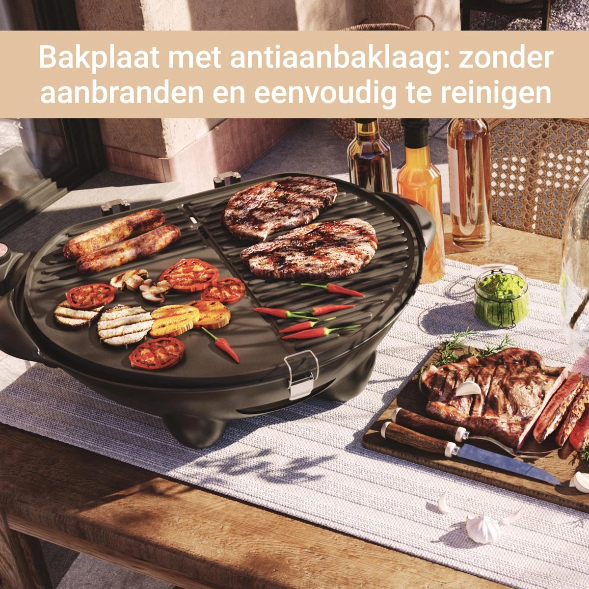 SUNTEC Elektrische BBQ 9493 - Geschikt Voor Buiten Als Tafelbarbecue Of Staande Barbecue - Barbecue Voor Balkon, Terras, Tuin En Camping - Elektrisch Barbecueën Met Max. 2400 Watt - Mobiel Onderstel - Afbeelding 7