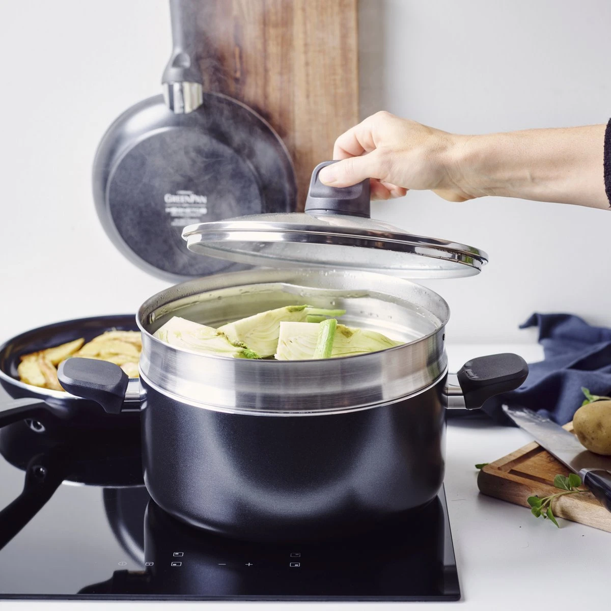 GreenPan Memphis Pannenset - 20-delig - Zwart - Inductie - PFAS-vrij - Afbeelding 6