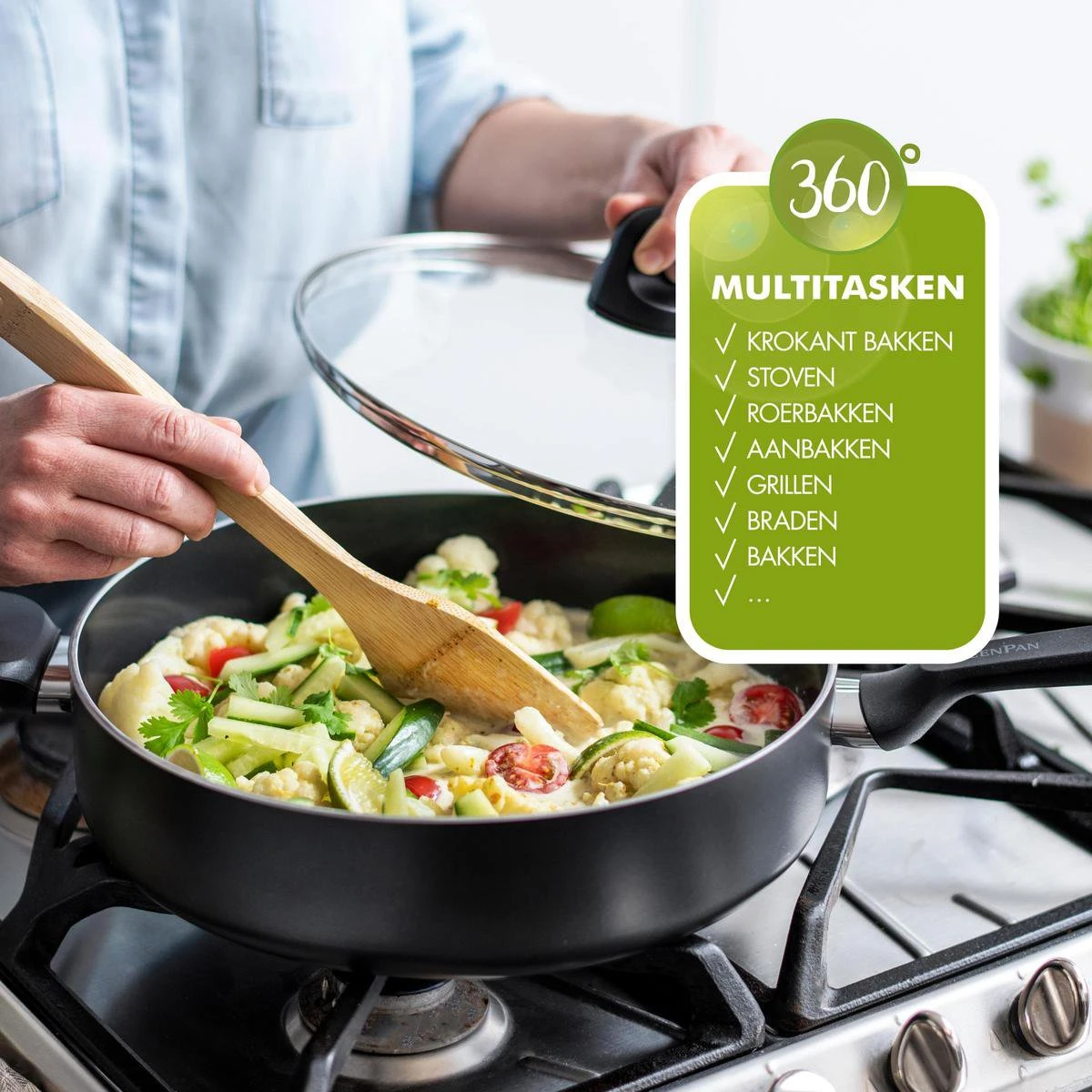 GreenPan Memphis Koekenpan 30cm - Zwart - Inductie - PFAS-vrij - Afbeelding 9