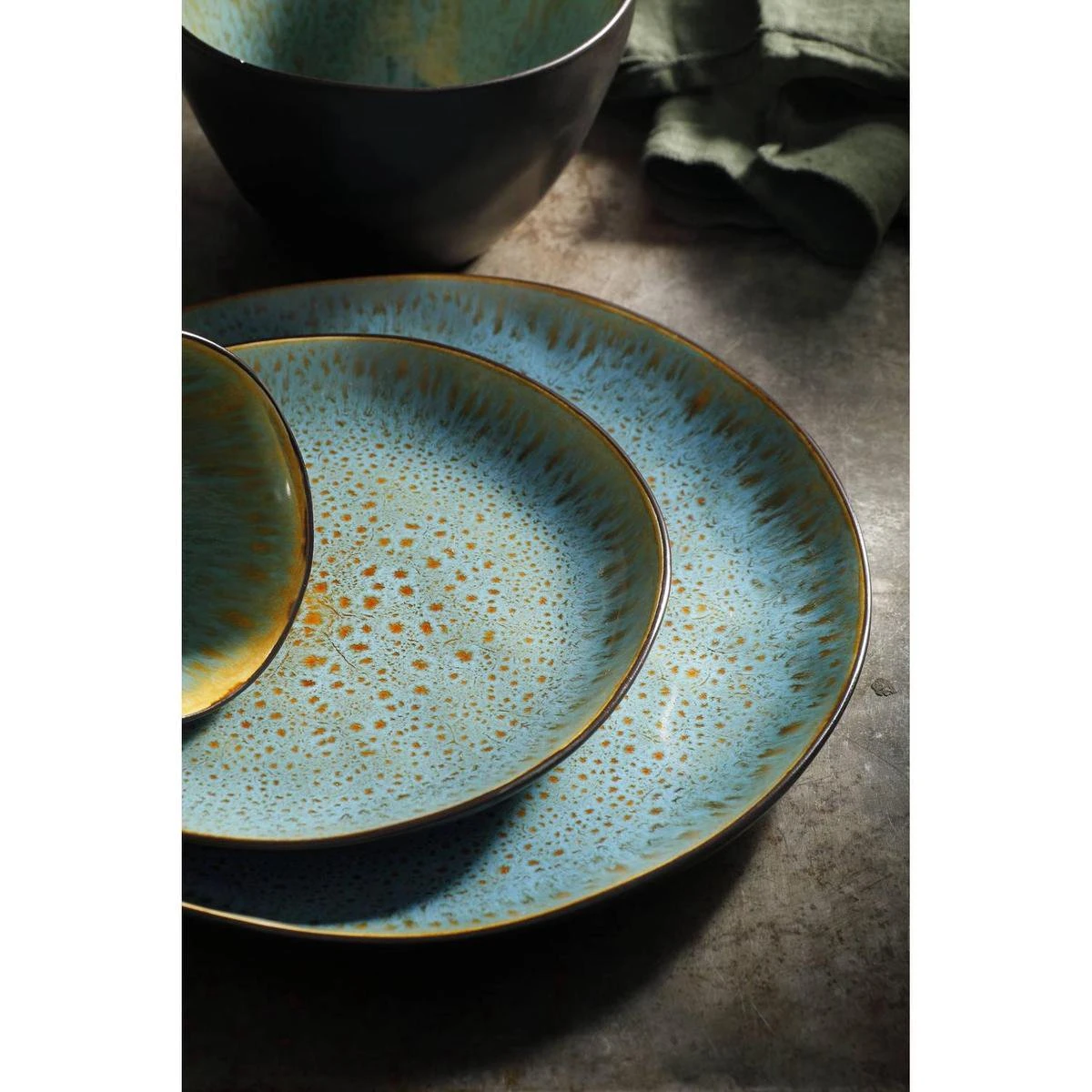 Palmer Serviesset Lotus Stoneware 6-persoons 24-delig Zwart Turquoise - Afbeelding 5