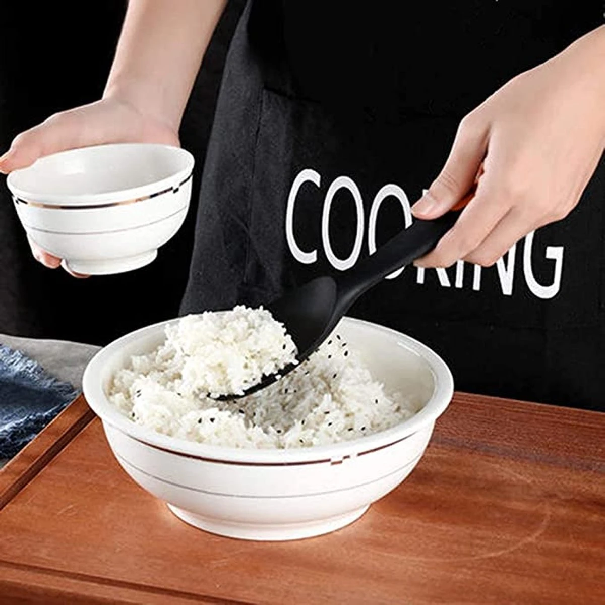 Doodadeals® Siliconen Rijstlepel - Rijst Opscheplepel - Rijstlepel Kunststof - Zwart - 1 Stuk - Afbeelding 5