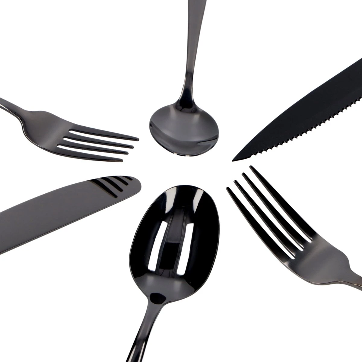 Deleca 6 Persoons Bestekset (36-delig) - Lepels, Messen, Vorken & Steakmessen - Vaatwasserbestendig - Zwart / RVS - Afbeelding 7