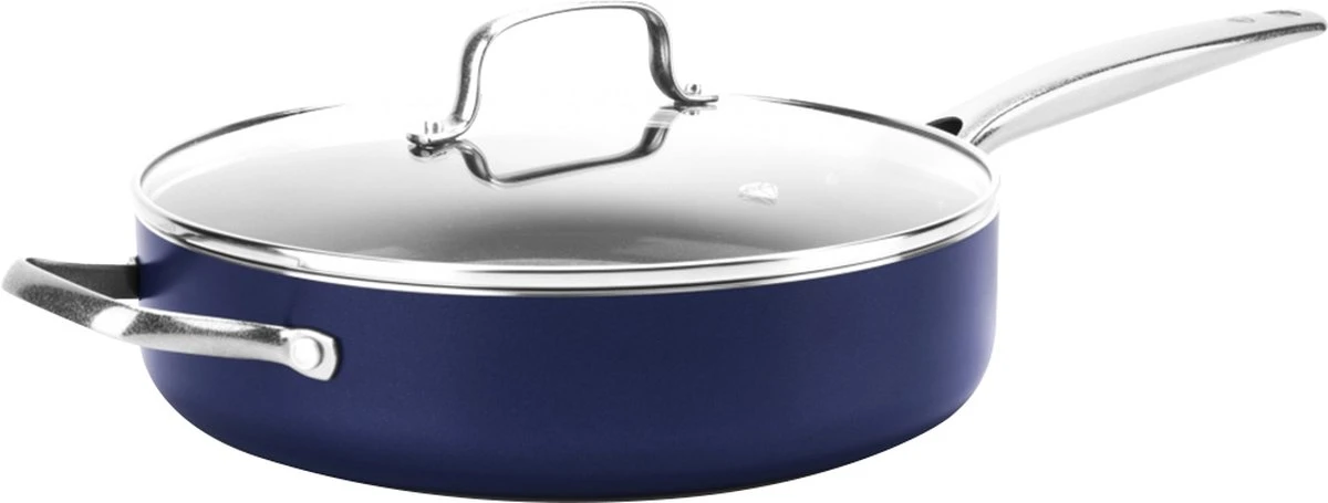 Blue Diamond – Sauteerpan Inclusief Deksel – Hapjespan – 28 Cm - Coating Met Diamant - Blauw - Afbeelding 3
