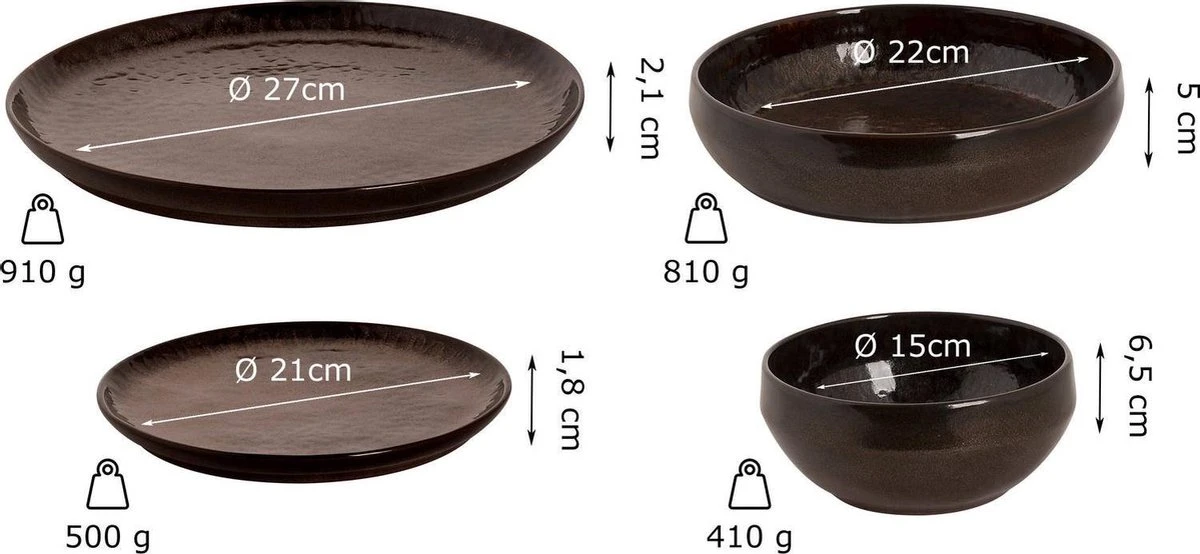 Palmer Serviesset Bama Copper Stoneware 6-persoons 24-delig Koper - Afbeelding 4