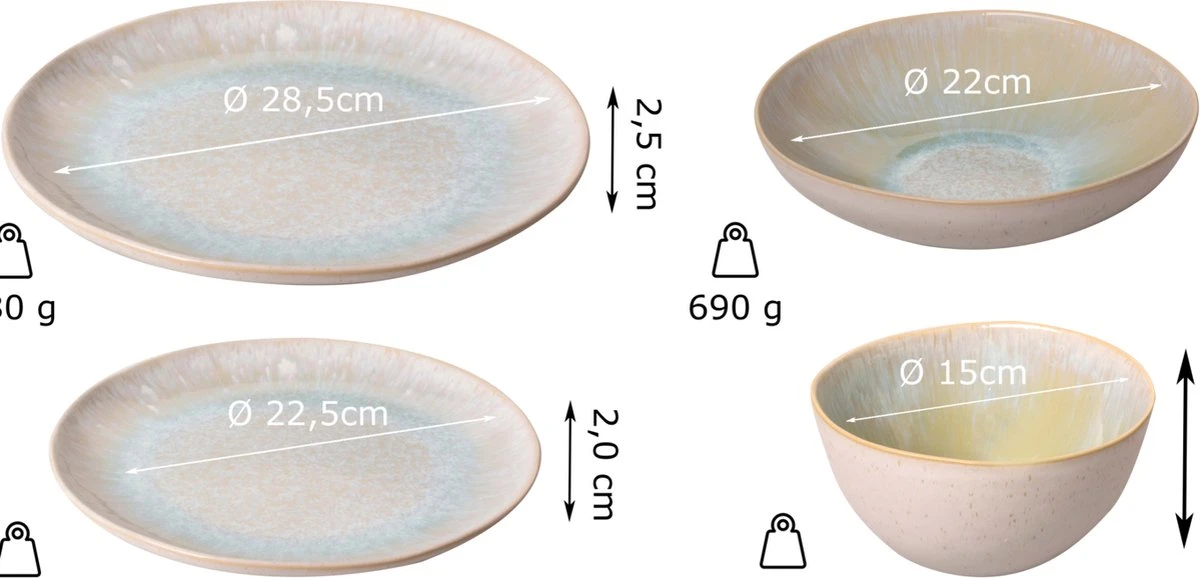 Palmer Serviesset Light Blue Sea Stoneware 6-persoons 24-delig Blauw - Afbeelding 12