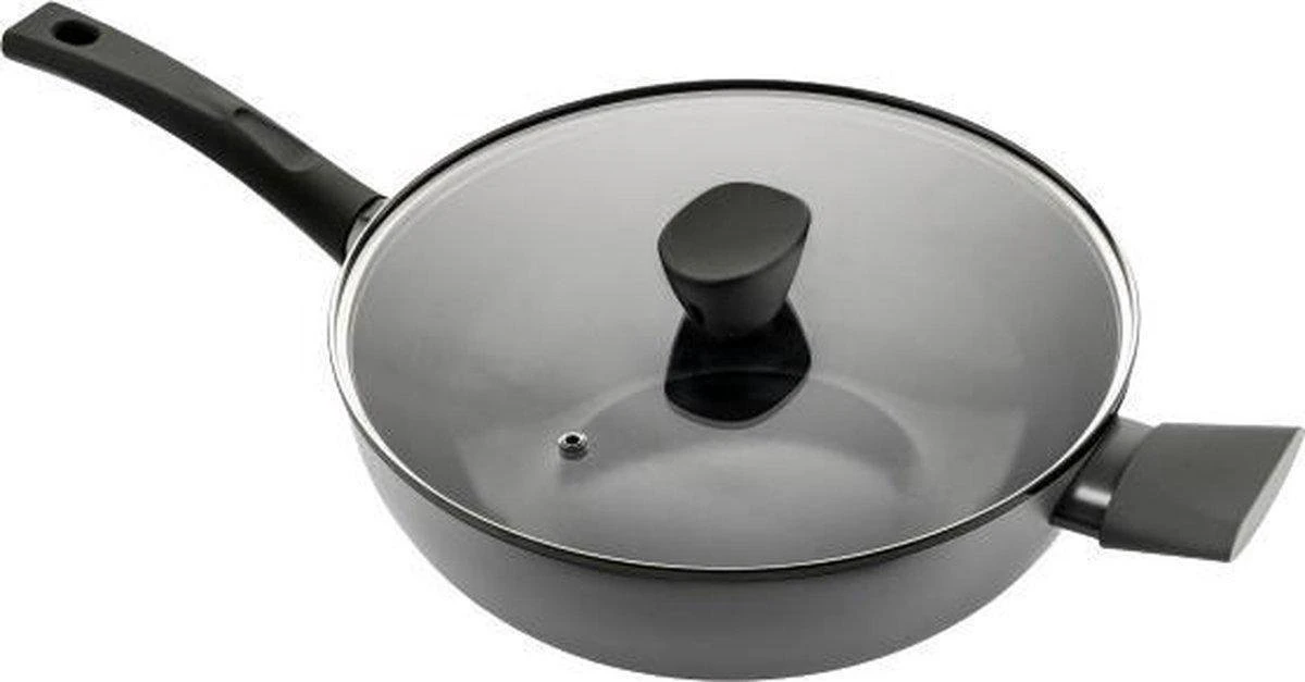 ISENVI Avon Keramische Wok Met Deksel 36 CM - Ergo Greep