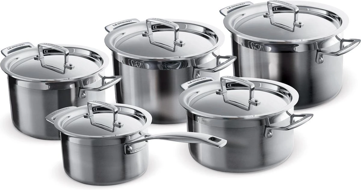 Le Creuset RVS Kookpan 18cm / 20cm / 24cm + Lage Kookpan 20cm + Steelpan 16cm - Afbeelding 2