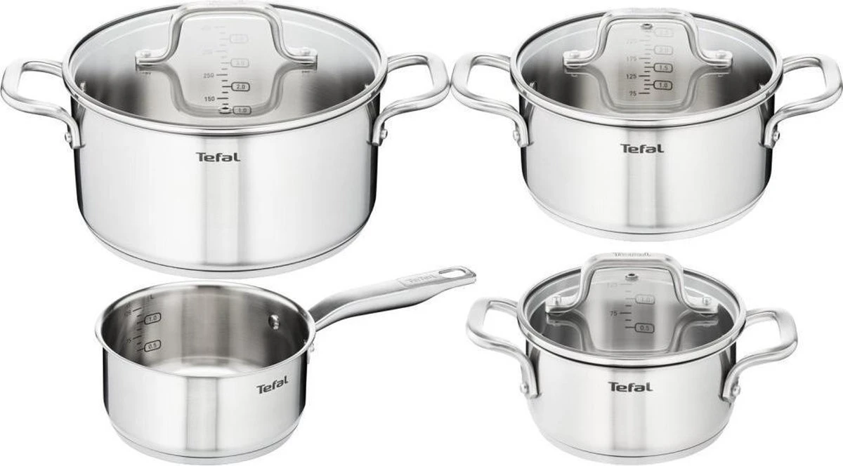 Tefal Virtuoso Pannenset 4-delig - Kookpan Ø 16/20/24 Cm + Steelpan Ø 16 Cm