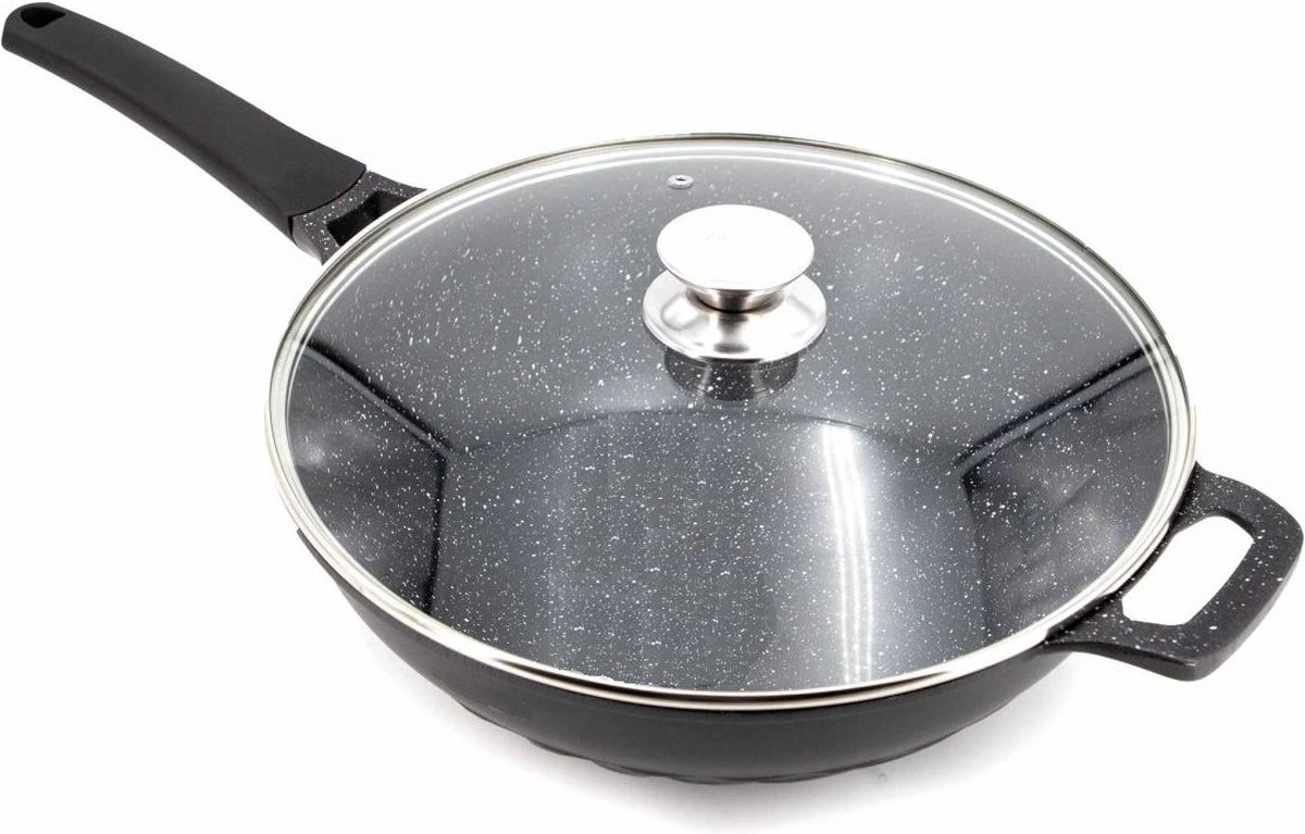 Cheffinger Wokpan Met Deksel - 32cm - Zwart - Pan - Keukenaccessoires - Afbeelding 4