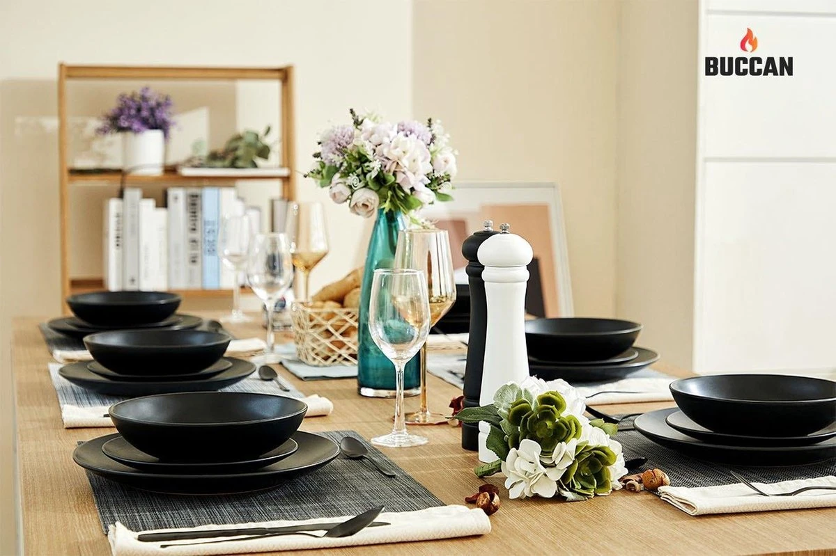 Buccan Borden Set - Matt Onyx - Zwart - 18pcs - Afbeelding 3