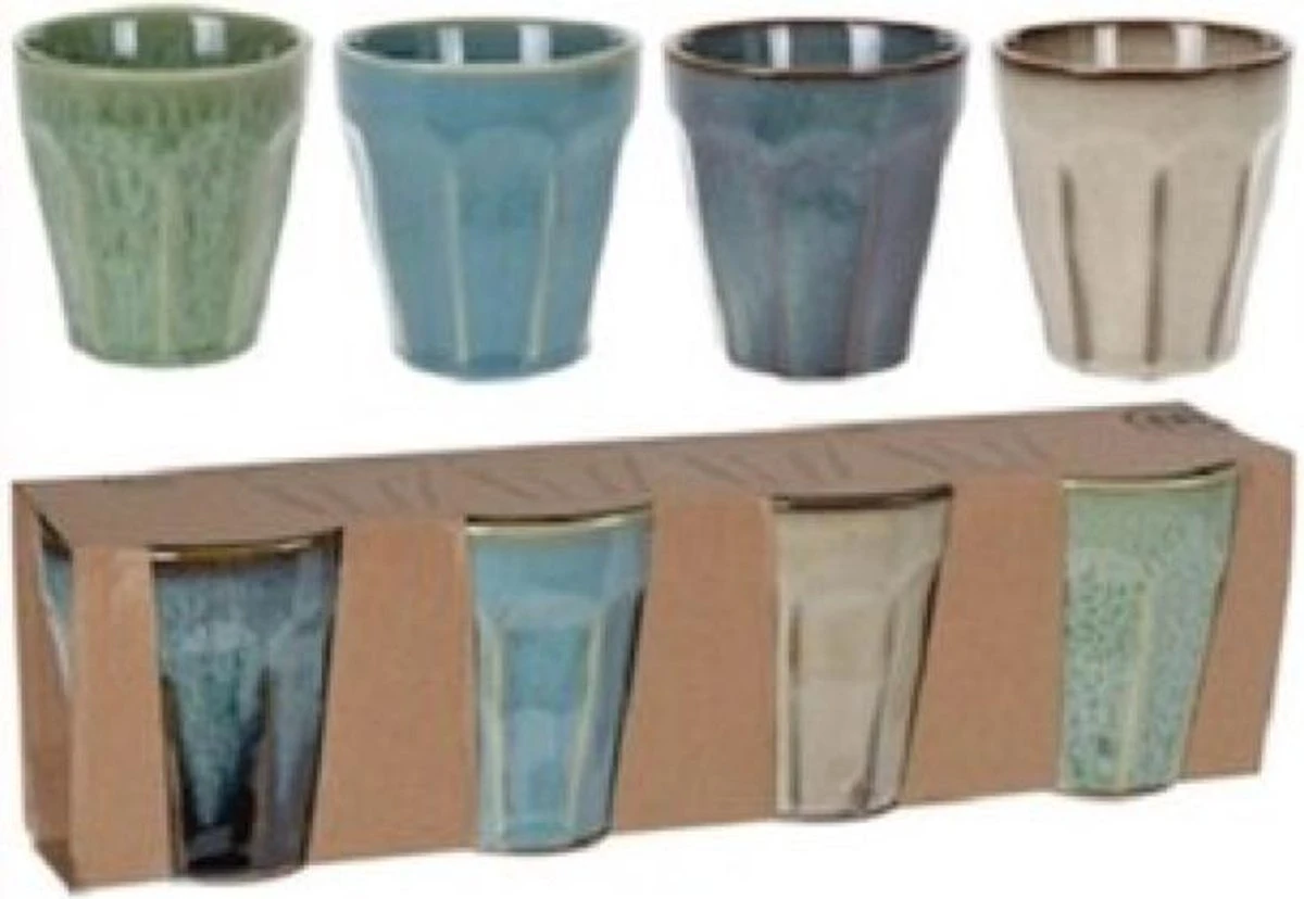 Cappuccino Kopjes - 4 Stuks - In Mooie Blauwe En Groene Kleuren - Afbeelding 2