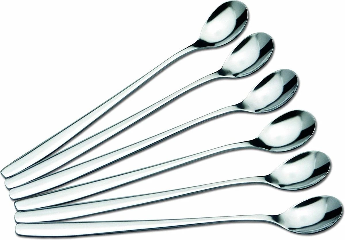 Dessertlepels - Cocktaillepels - IJslepels - Latte Macchiato Lepels - Yoghurtlepels - Set Van 6 Stuks -RVS (18/0) -19 Cm