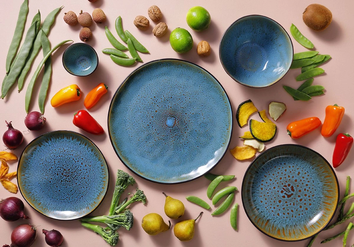 Palmer Serviesset Lotus Stoneware 6-persoons 24-delig Zwart Turquoise - Afbeelding 6