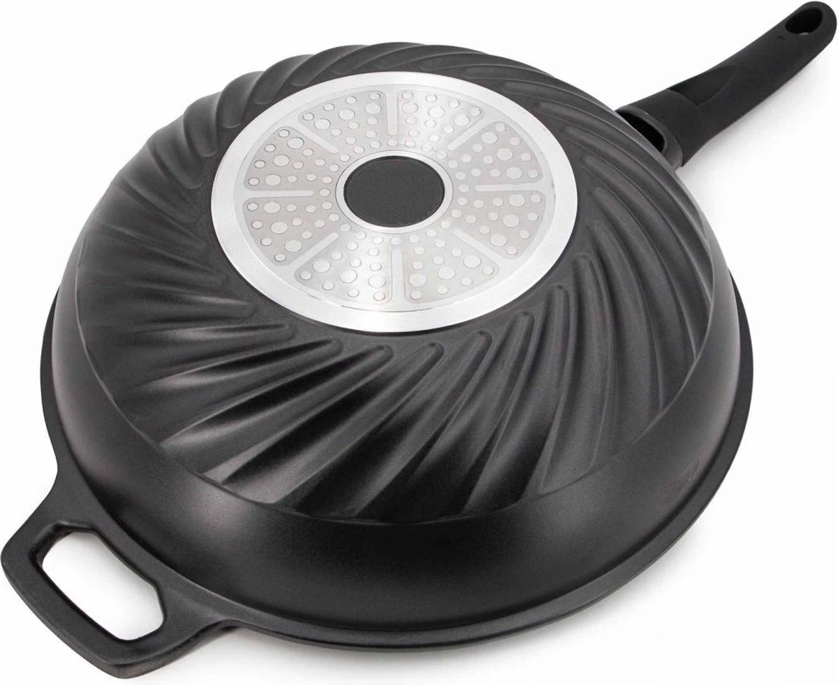 Cheffinger Wokpan Met Deksel - 32cm - Zwart - Pan - Keukenaccessoires - Afbeelding 2