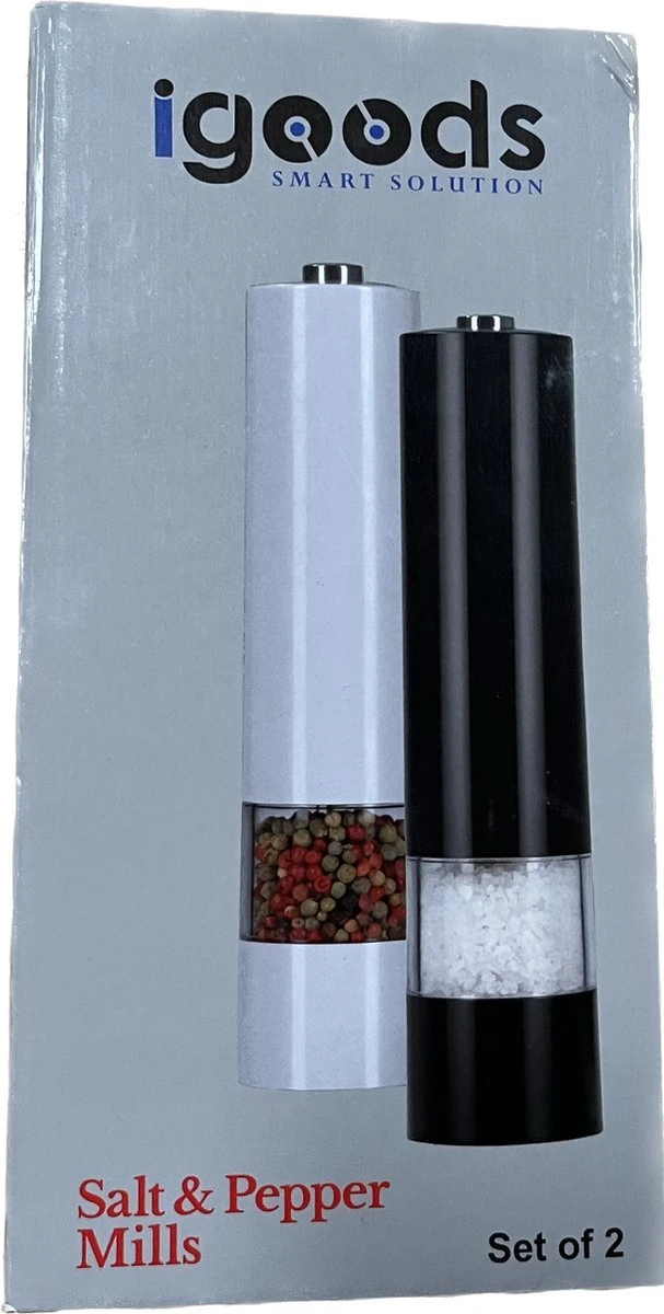 IGOODS Keramiek Elektrische Pepermolen En Zoutmolen - Pepermolen - Zoutmolen - 2 Stuks- Wit - Afbeelding 6