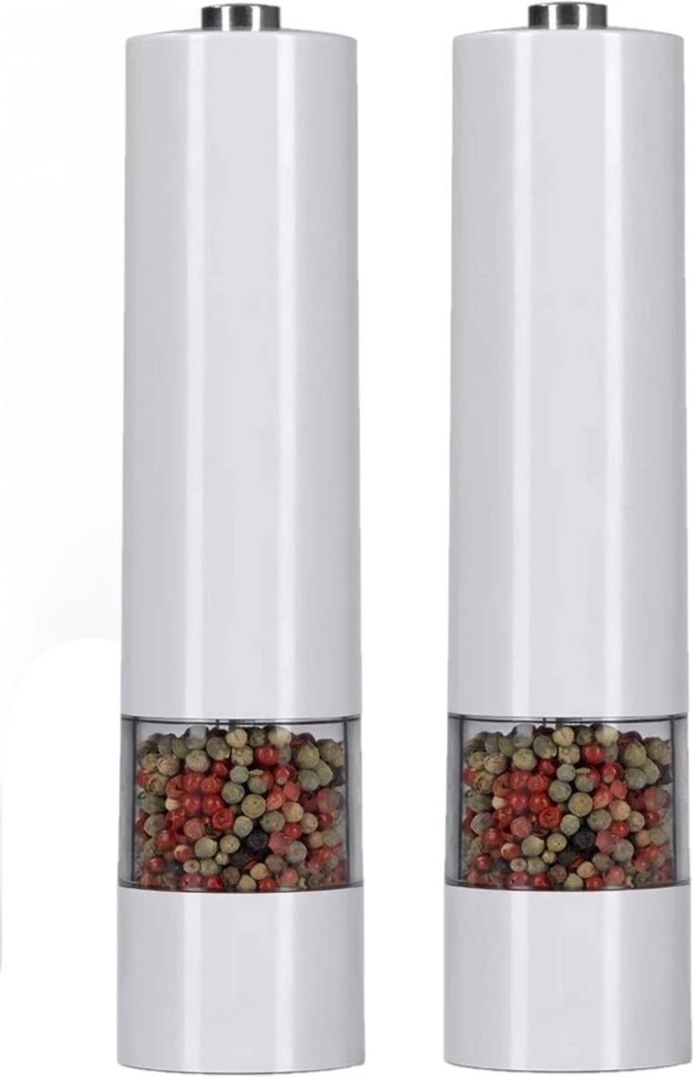 IGOODS Keramiek Elektrische Pepermolen En Zoutmolen - Pepermolen - Zoutmolen - 2 Stuks- Wit