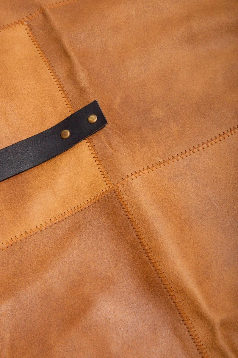 Leren Schort – Soepel Licht Bruin Leer - Barbecueschort - Kokschort - Kookschort – Keukenschort Man – 81 X 56 Cm - Afbeelding 4