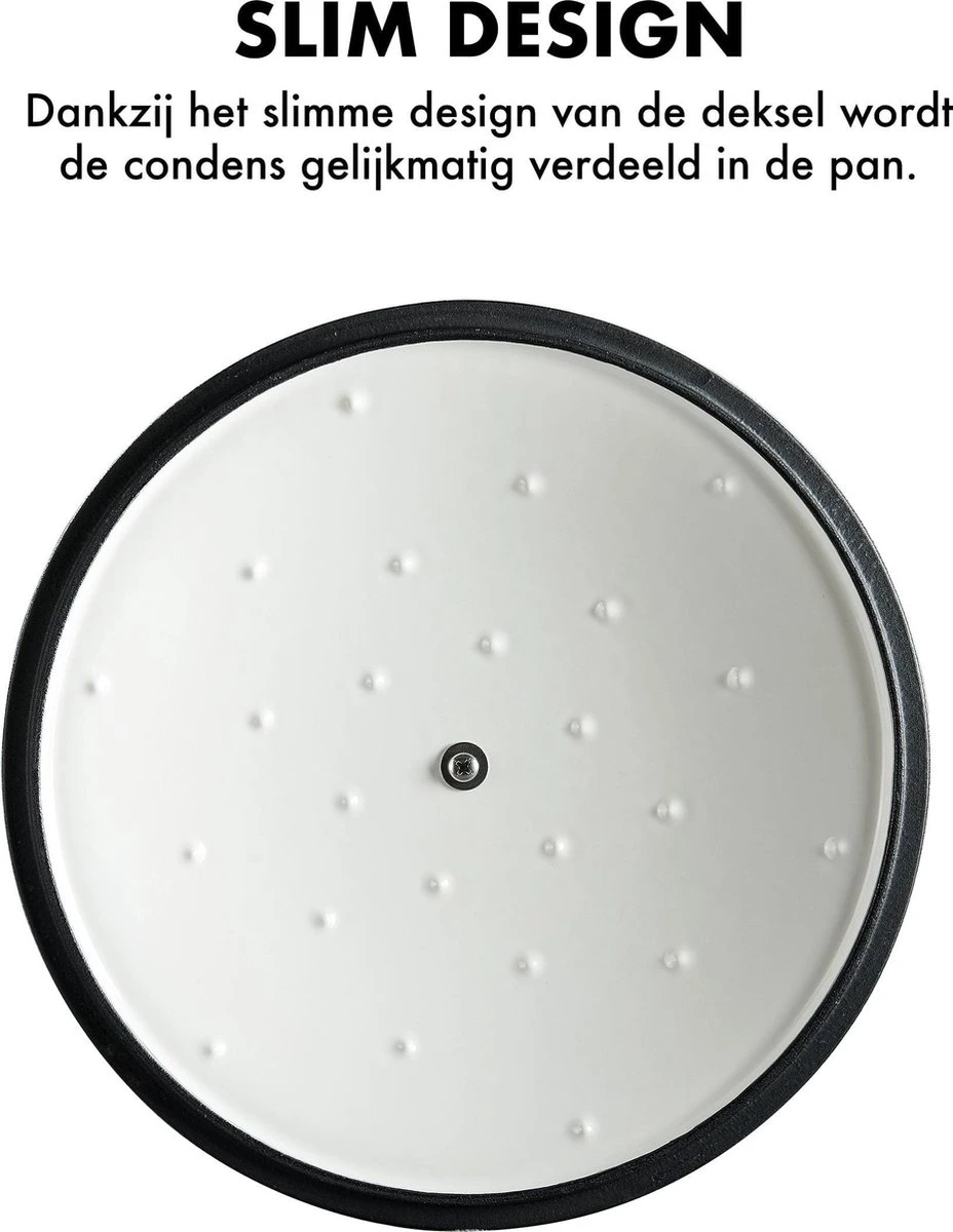 MOA Gietijzeren Braadpan - Inhoud 7,2 Liter - 30CM - Rond - Alle Warmtebronnen - Ook Voor Inductie - Gewicht 7,3 Kg - Wit - C30W - Afbeelding 5