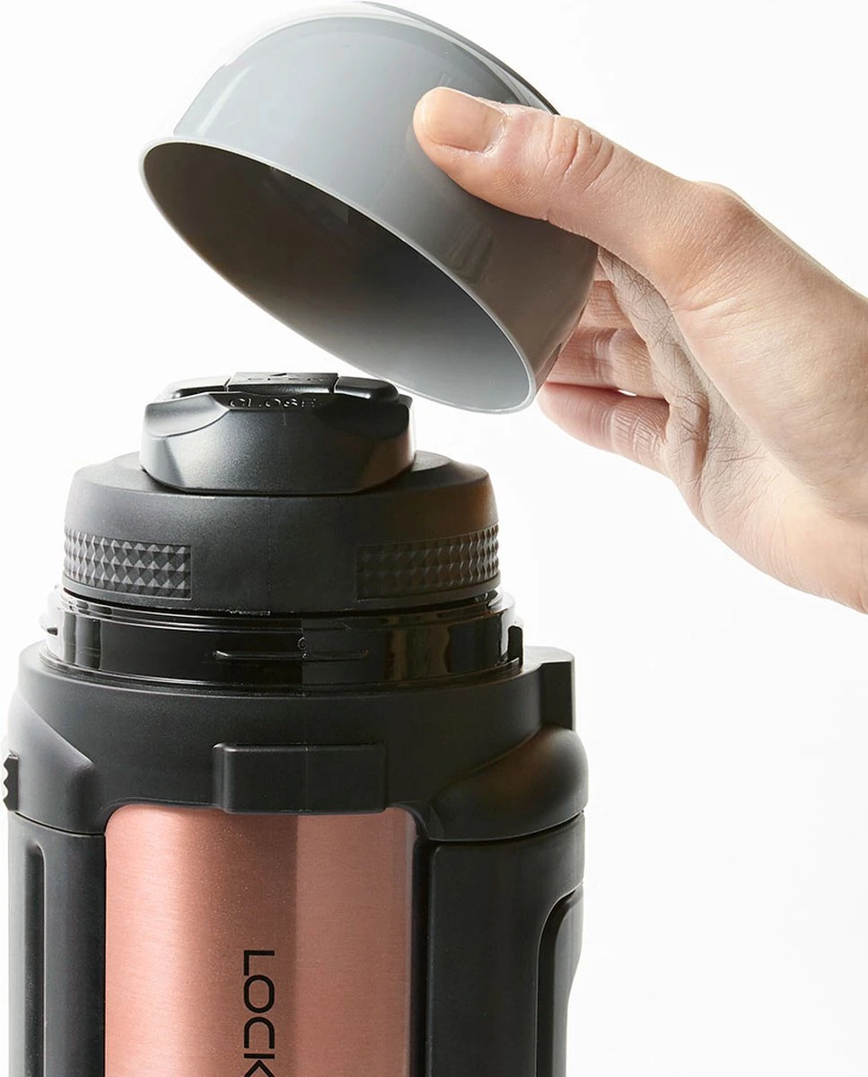 Lock&Lock Thermoskan - Isoleerkan - Thee En Koffie - Lekvrij - 1,5 Liter - RVS - Inklapbaar Handvat - Koper Roze - Afbeelding 3